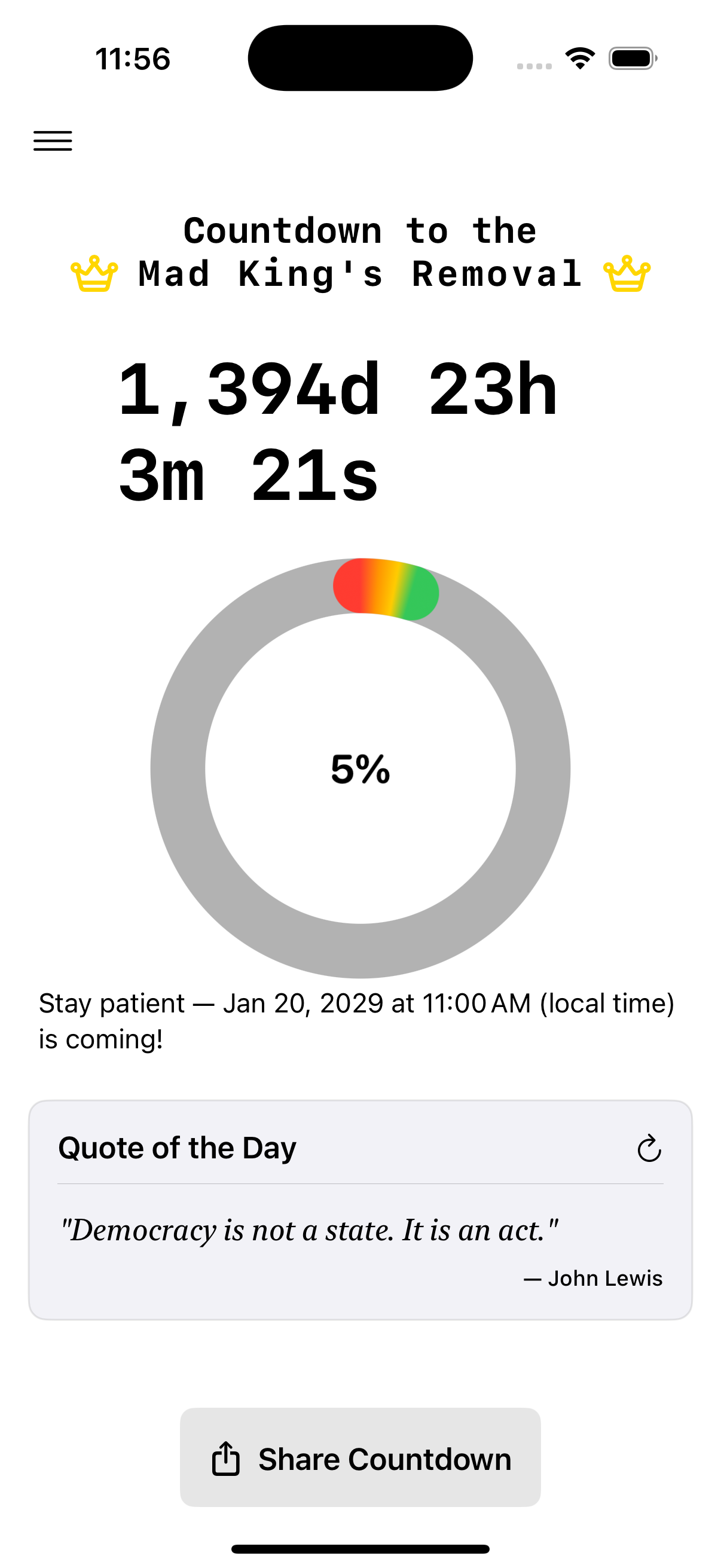 Mad King Countdown Home Screen